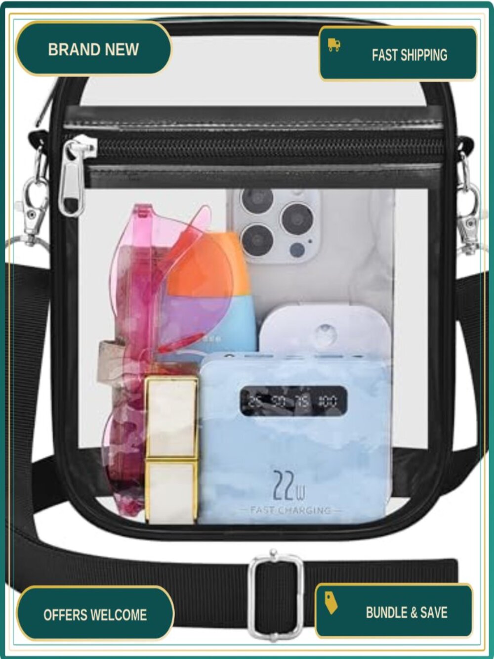 Clear Purse Stadium Approved Hobo Shoulder Bag